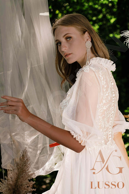 Eloise Full back A-line 3/4 sleeve Wedding Dress 8