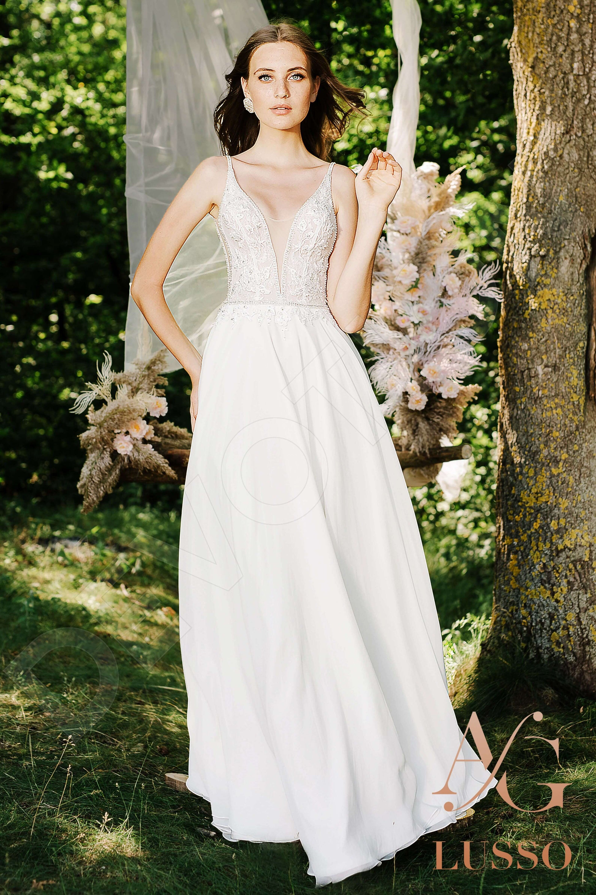Fayola A-line V-neck Ivory Wedding dress