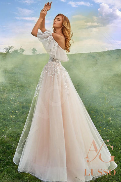 Negallia Open back A-line Half sleeve Wedding Dress 2