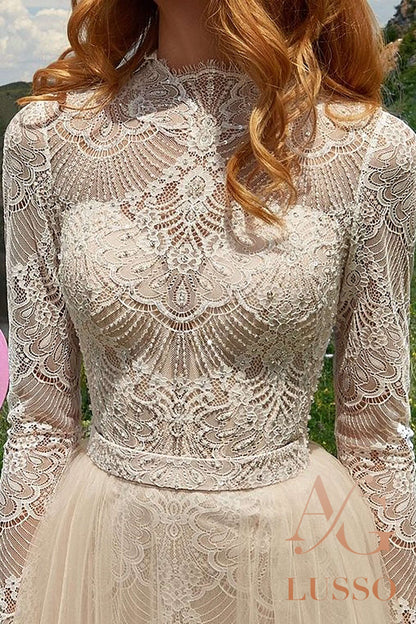 Safolla Full back A-line Long sleeve Wedding Dress 5
