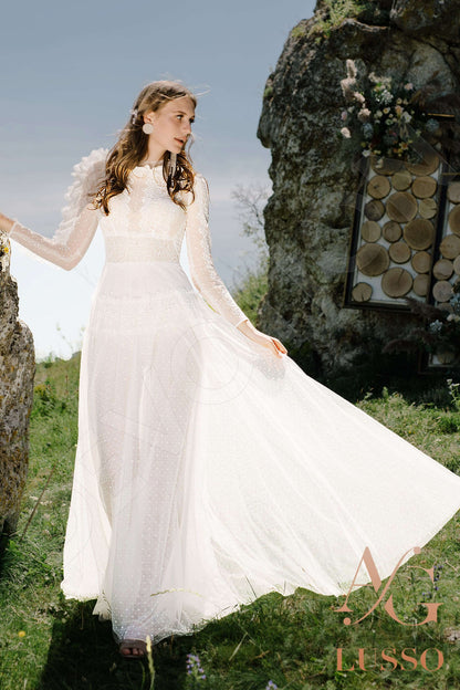 Jemila Full back A-line Long sleeve + Décor Wedding Dress 7