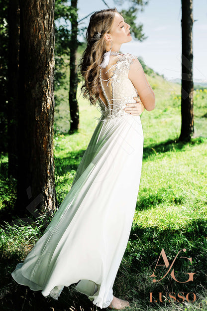 Jovita Illusion back A-line Sleeveless Wedding Dress 6