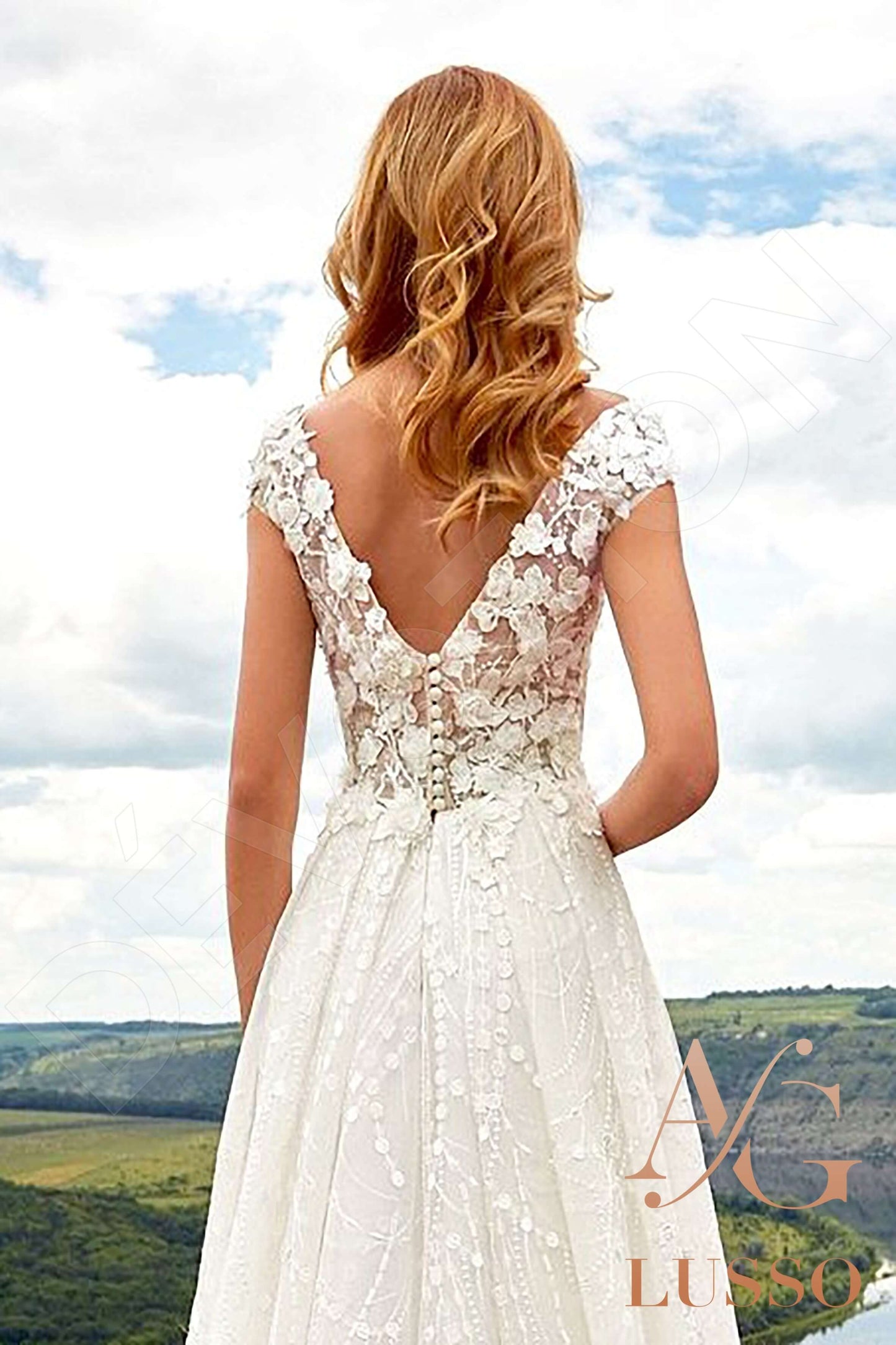 Marindina Open back A-line Short/ Cap sleeve Wedding Dress 6