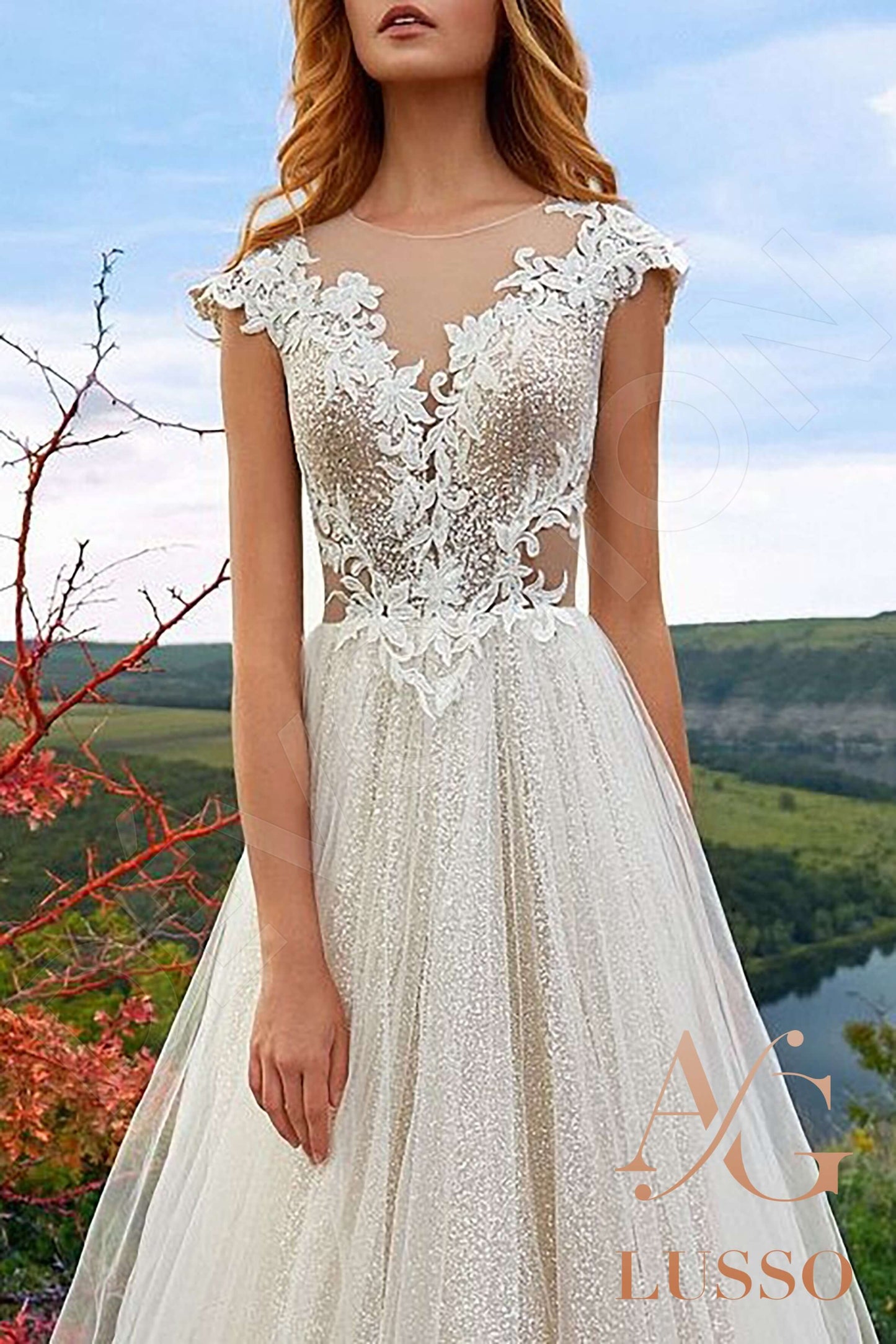 Alvinika Illusion back A-line Sleeveless Wedding Dress 5