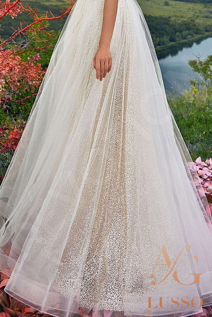 Alvinika Illusion back A-line Sleeveless Wedding Dress 6