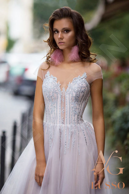 Vassara Open back A-line Short/ Cap sleeve Wedding Dress 2