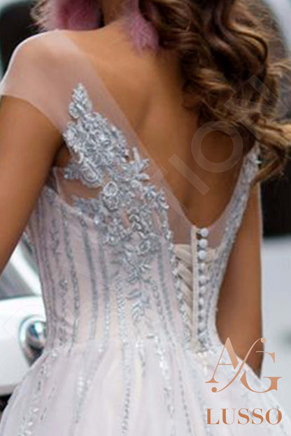 Vassara Open back A-line Short/ Cap sleeve Wedding Dress 6