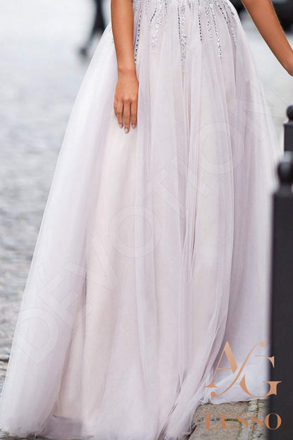 Vassara Open back A-line Short/ Cap sleeve Wedding Dress 7