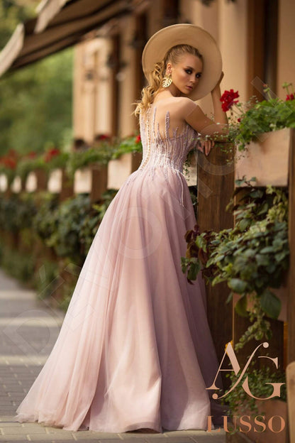 Dorenza Full back A-line Short/ Cap sleeve Wedding Dress Back