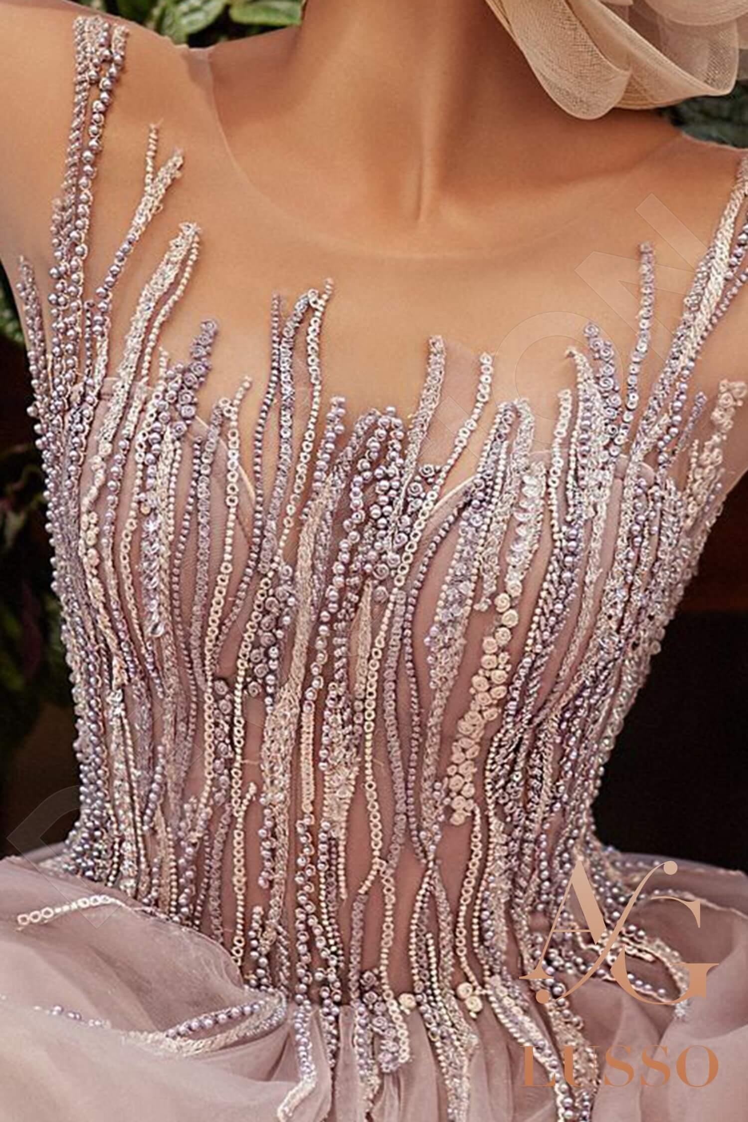 Dorenza A-line Illusion Pink Wedding dress