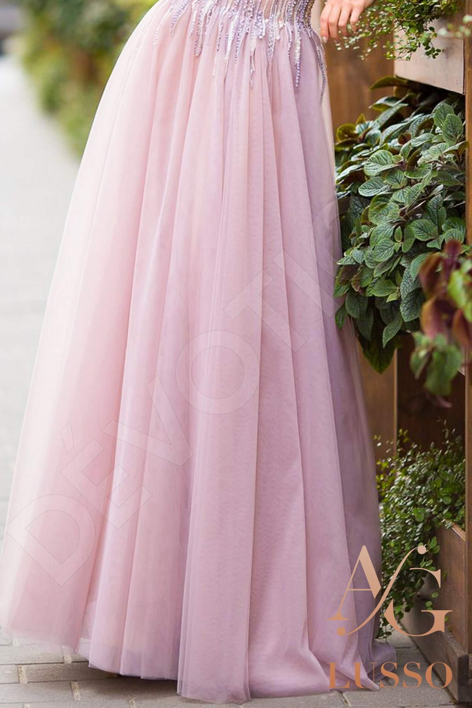 Dorenza A-line Illusion Pink Wedding dress
