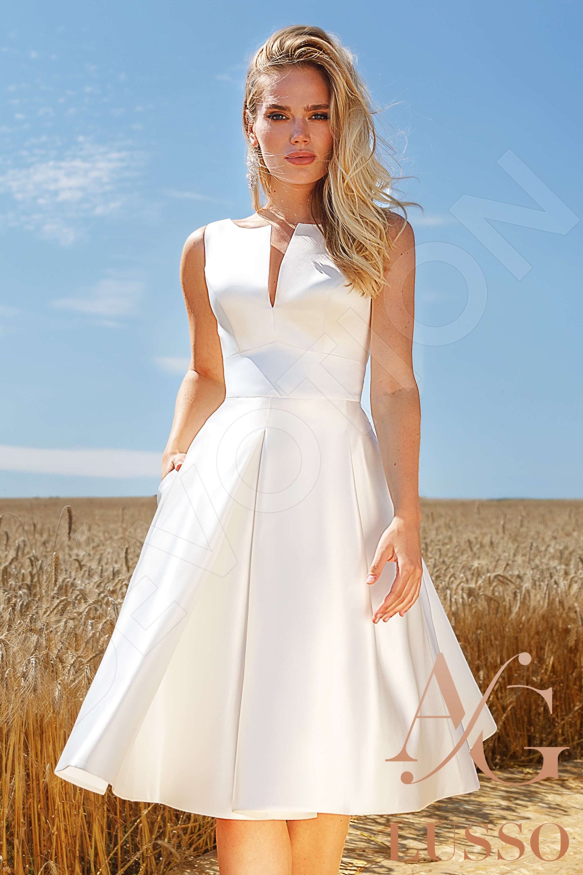 Gracyn A-line Jewel Ivory Wedding dress