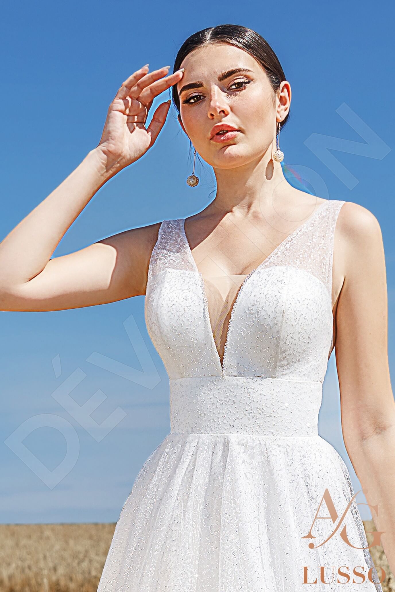 Gigi A-line V-neck Ivory Wedding dress
