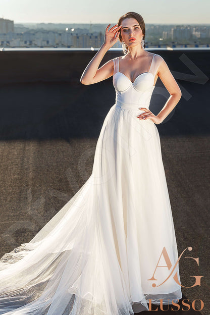 Kiera Full back A-line Sleeveless Wedding Dress Front