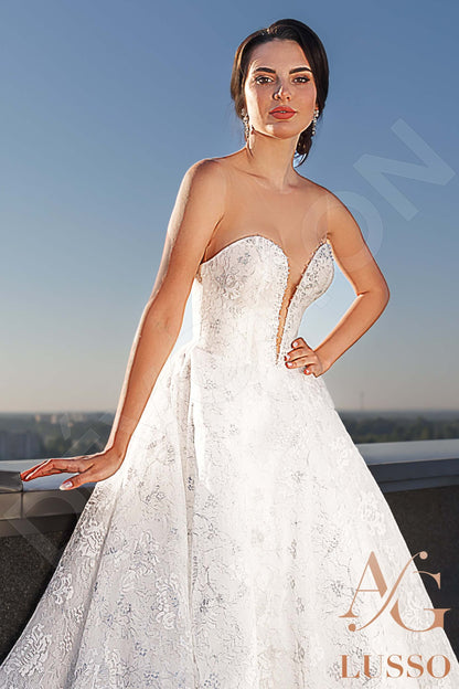 Kiley Illusion back A-line Detachable sleeves Wedding Dress 5