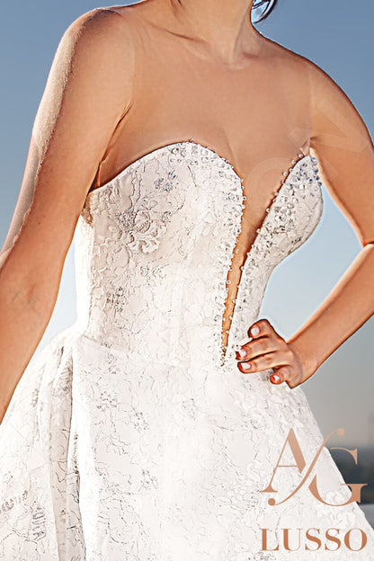 Kiley Illusion back A-line Detachable sleeves Wedding Dress 6