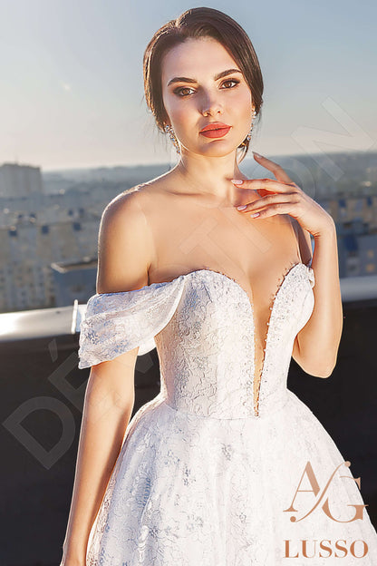 Kiley Illusion back A-line Detachable sleeves Wedding Dress 9