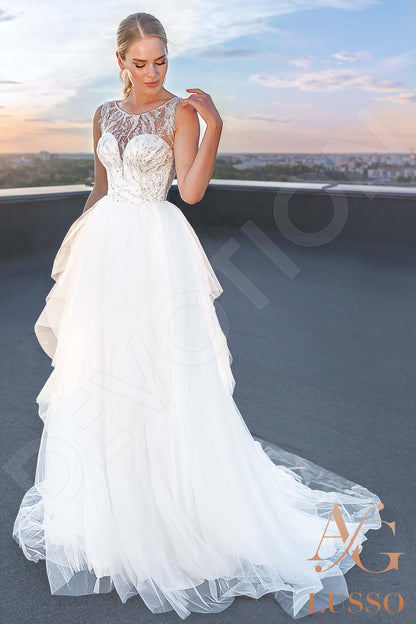 Reign Illusion back A-line Sleeveless Wedding Dress Front