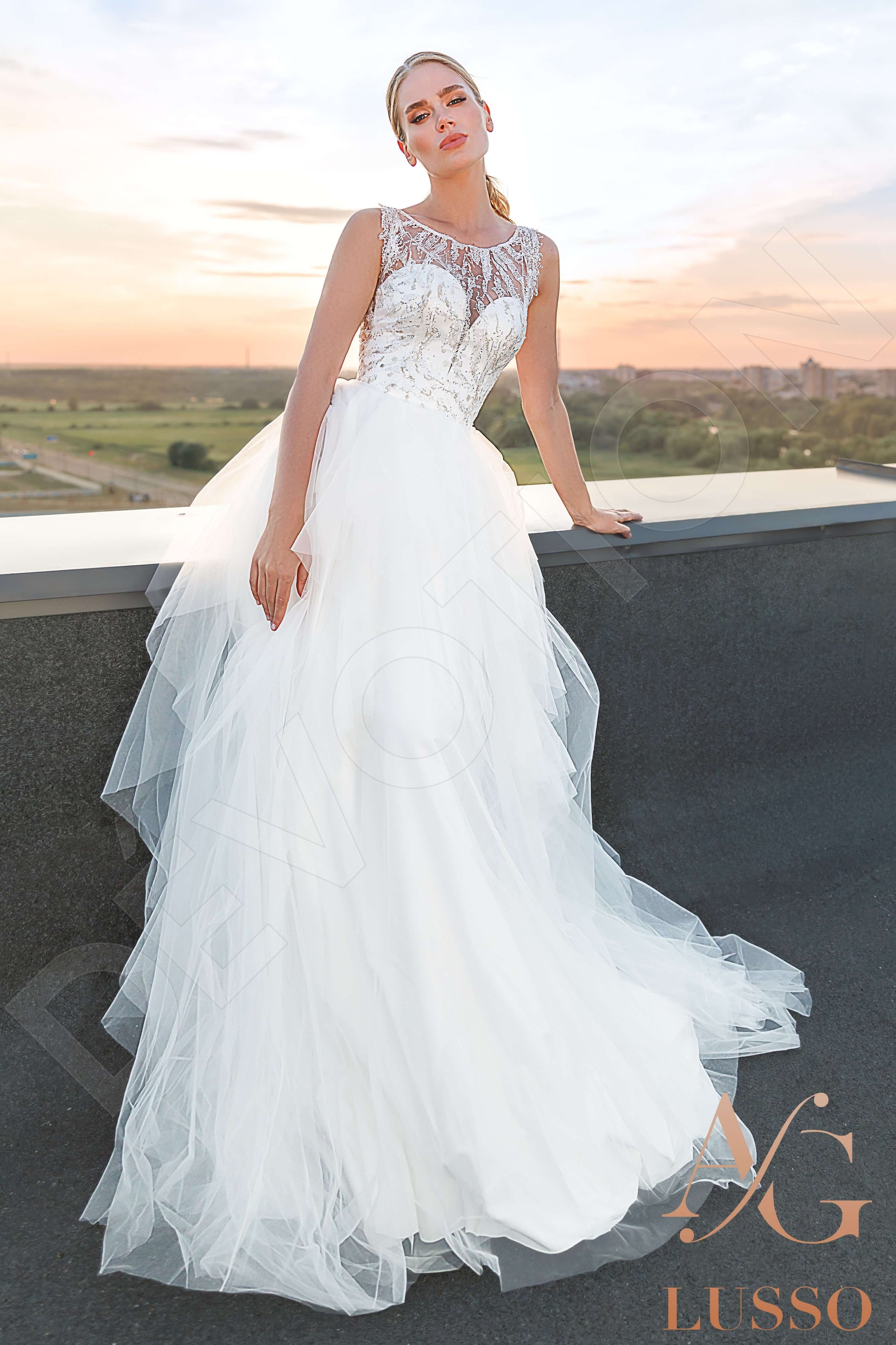 Reign A-line Jewel Ivory Wedding dress