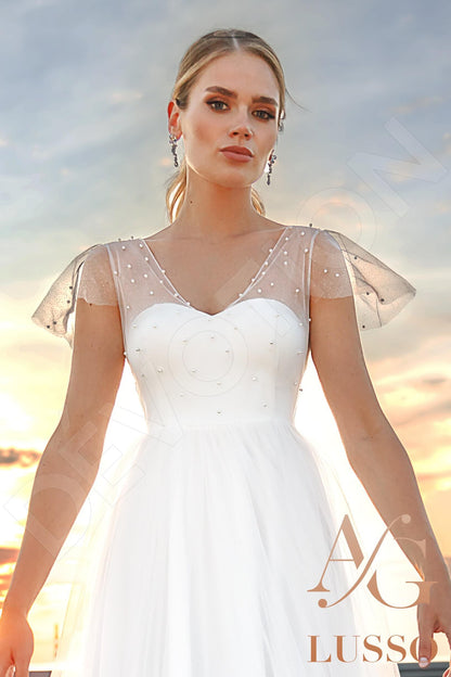 Stelly Open back A-line Short/ Cap sleeve Wedding Dress 3