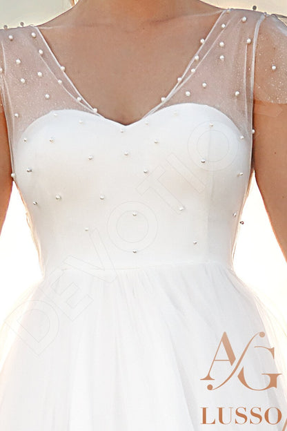 Stelly Open back A-line Short/ Cap sleeve Wedding Dress 5
