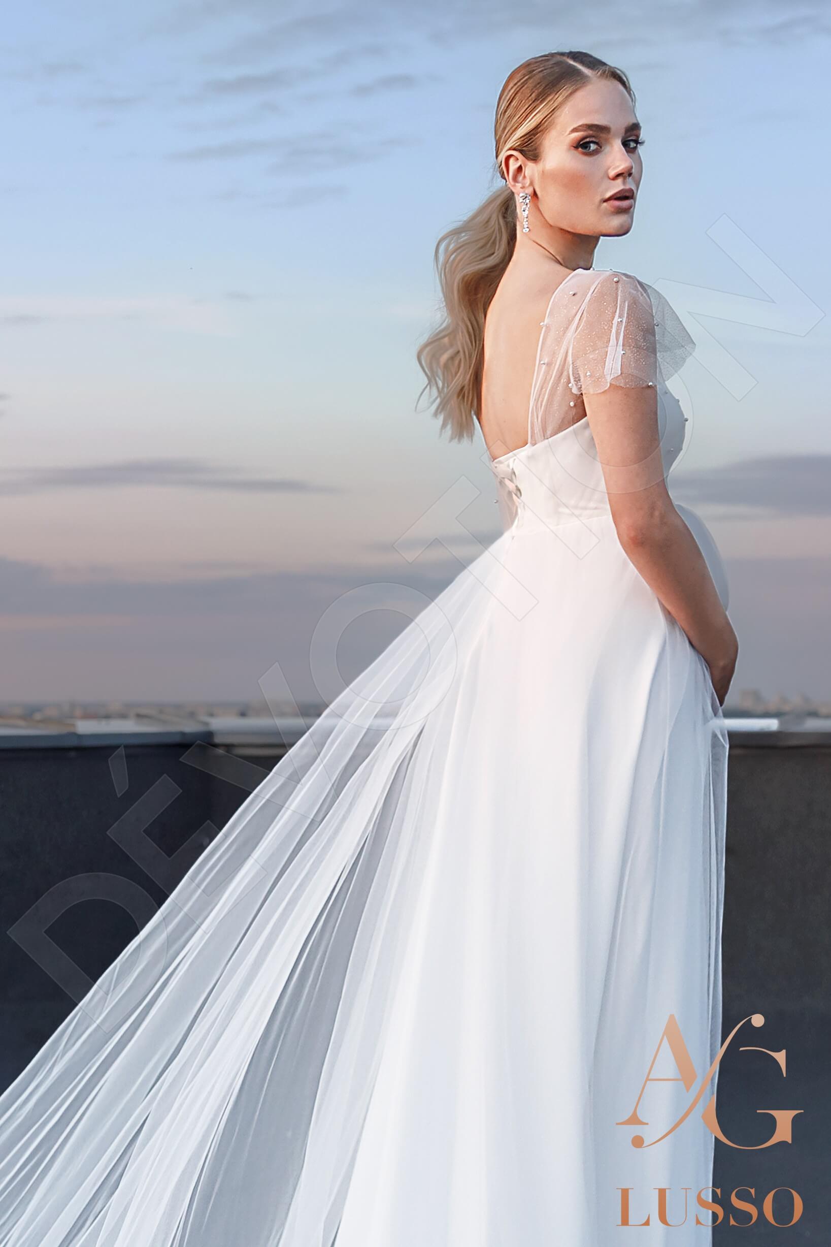 Stelly A-line V-neck Ivory Wedding dress