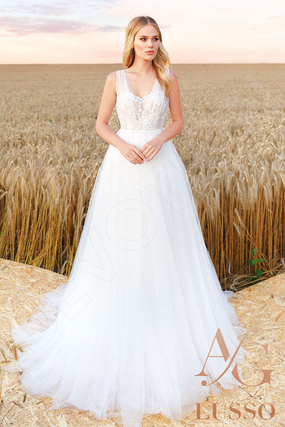 Tilly Illusion back A-line Sleeveless Wedding Dress Front