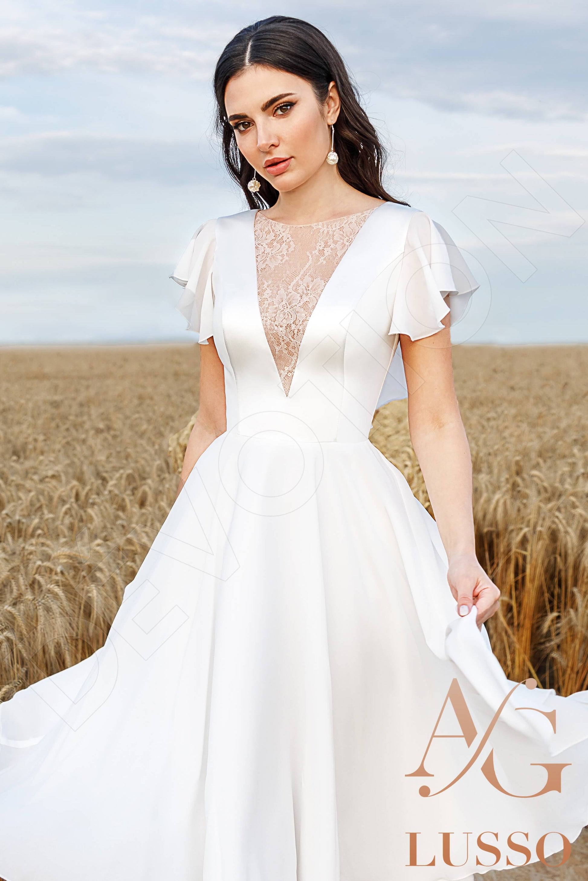 Edith A-line Jewel Ivory Wedding dress