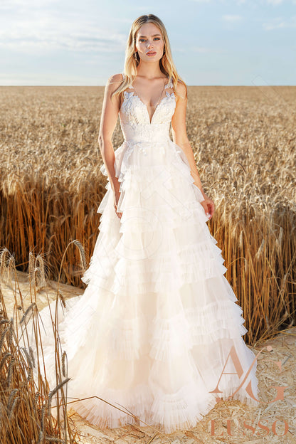 Etta Illusion back A-line Sleeveless Wedding Dress Front