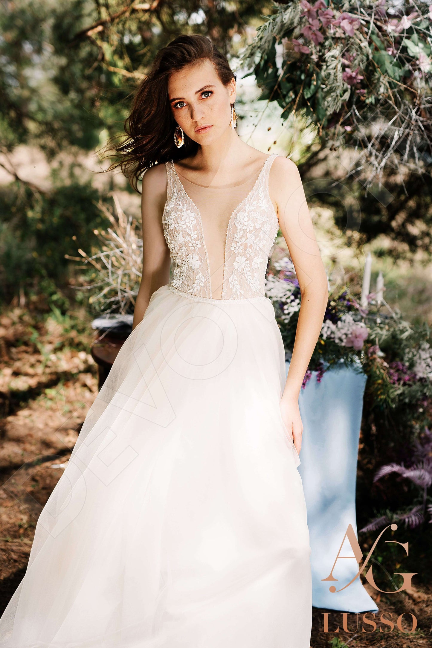 Larah Open back A-line Straps Wedding Dress 2