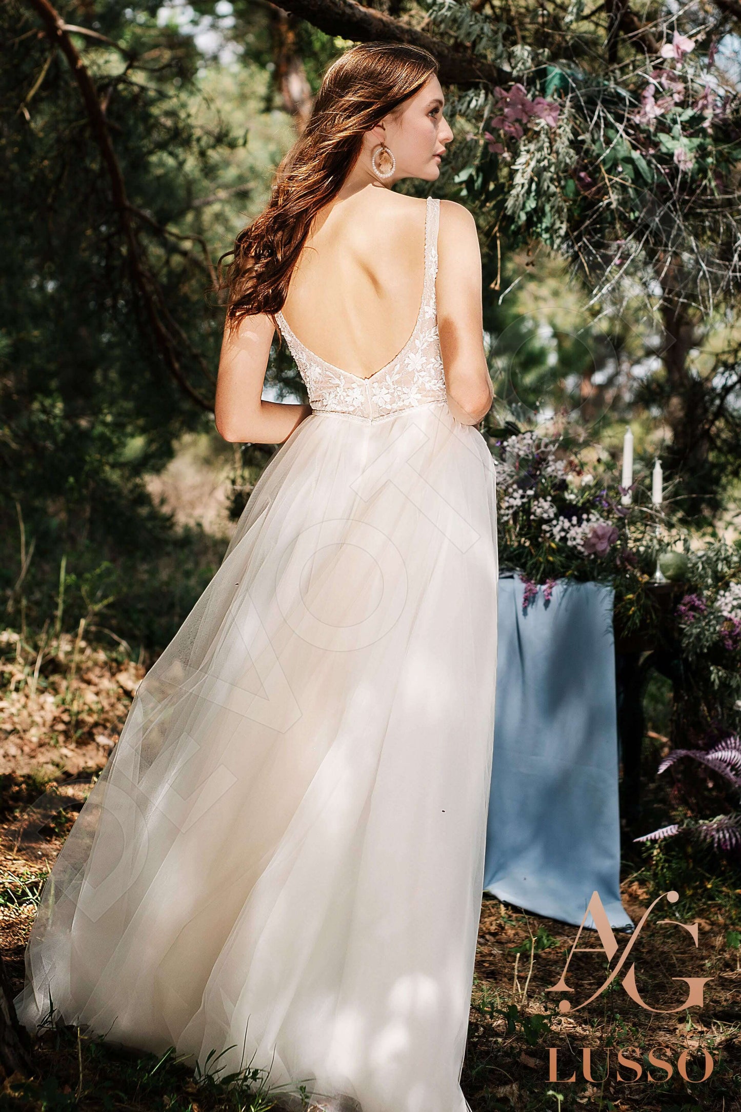 Larah Open back A-line Straps Wedding Dress Back