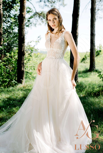 Nichelle Illusion back A-line Sleeveless Wedding Dress Front