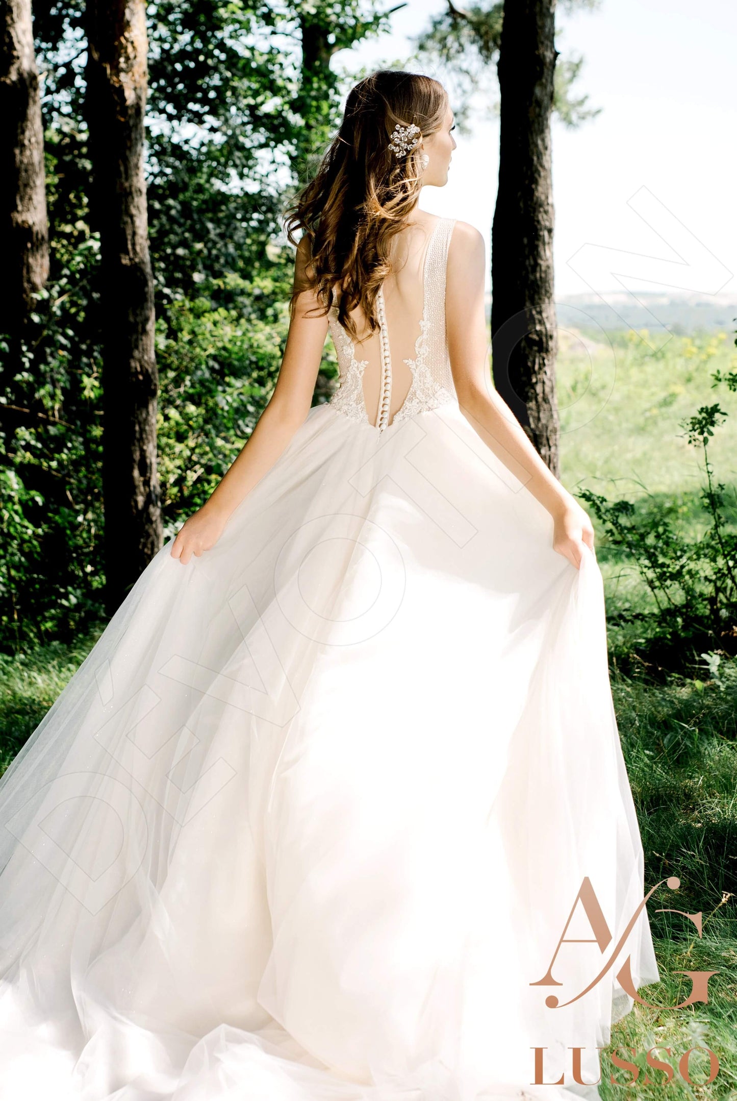 Nichelle Illusion back A-line Sleeveless Wedding Dress Back