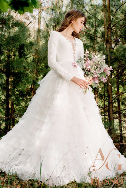 Teleisha Full back Princess/Ball Gown Long sleeve Wedding Dress Front