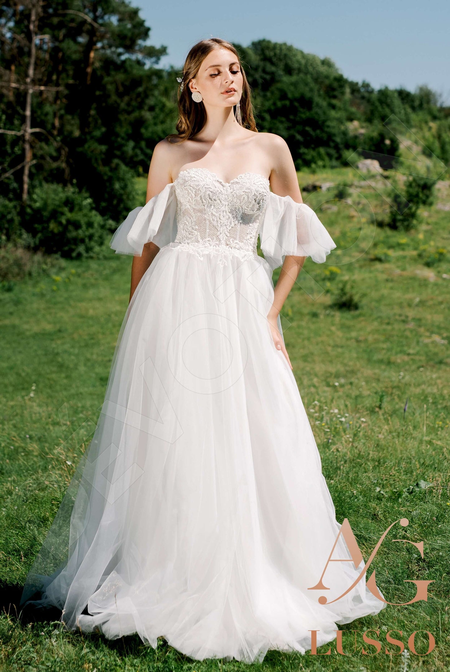 Tahlea Open back A-line Short/ Cap sleeve Wedding Dress Front