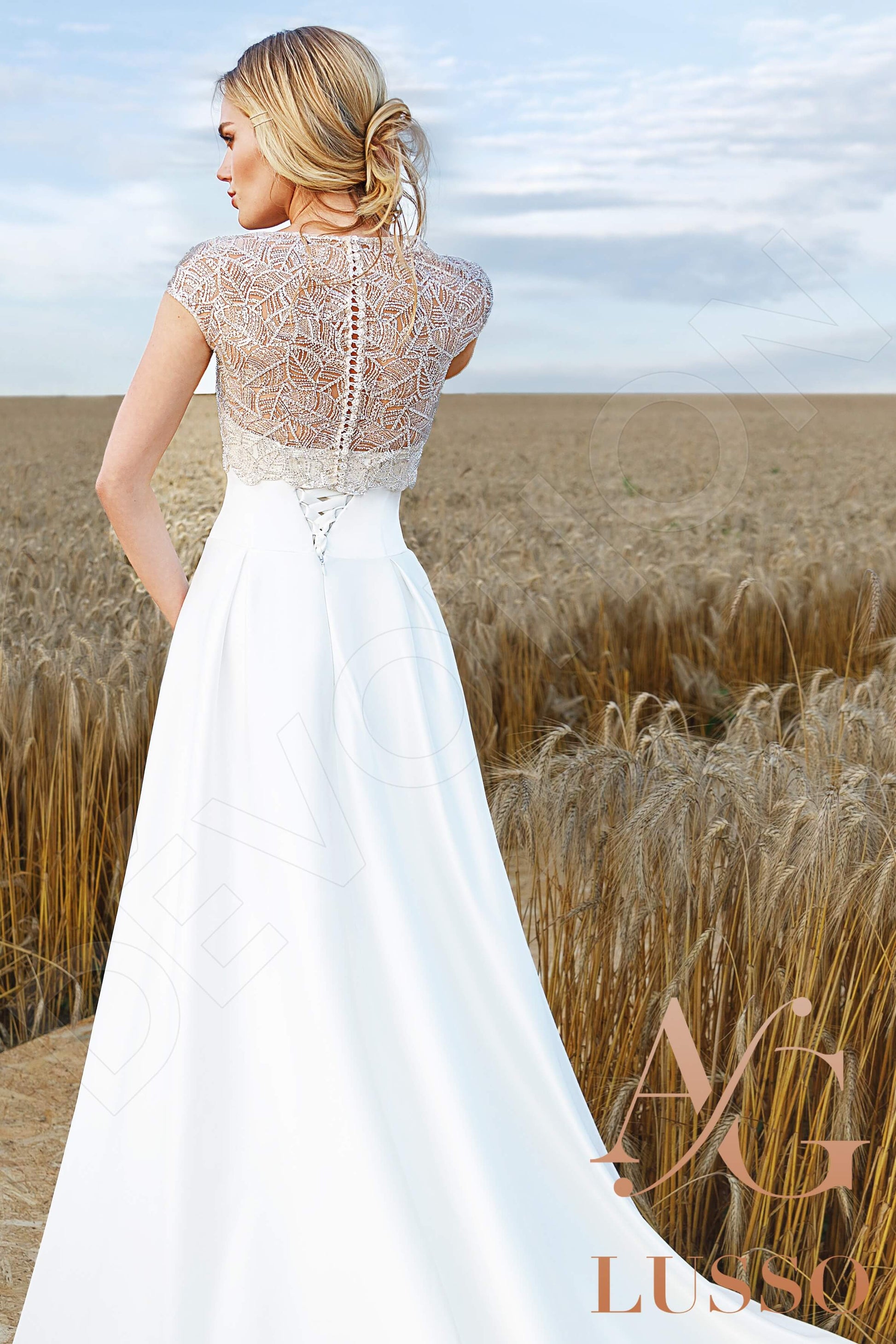 Emani A-line Jewel Ivory Wedding dress