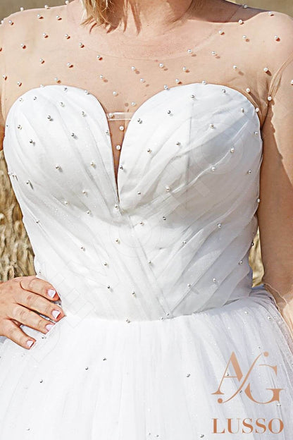 Vida Open back A-line 3/4 sleeve Wedding Dress 7