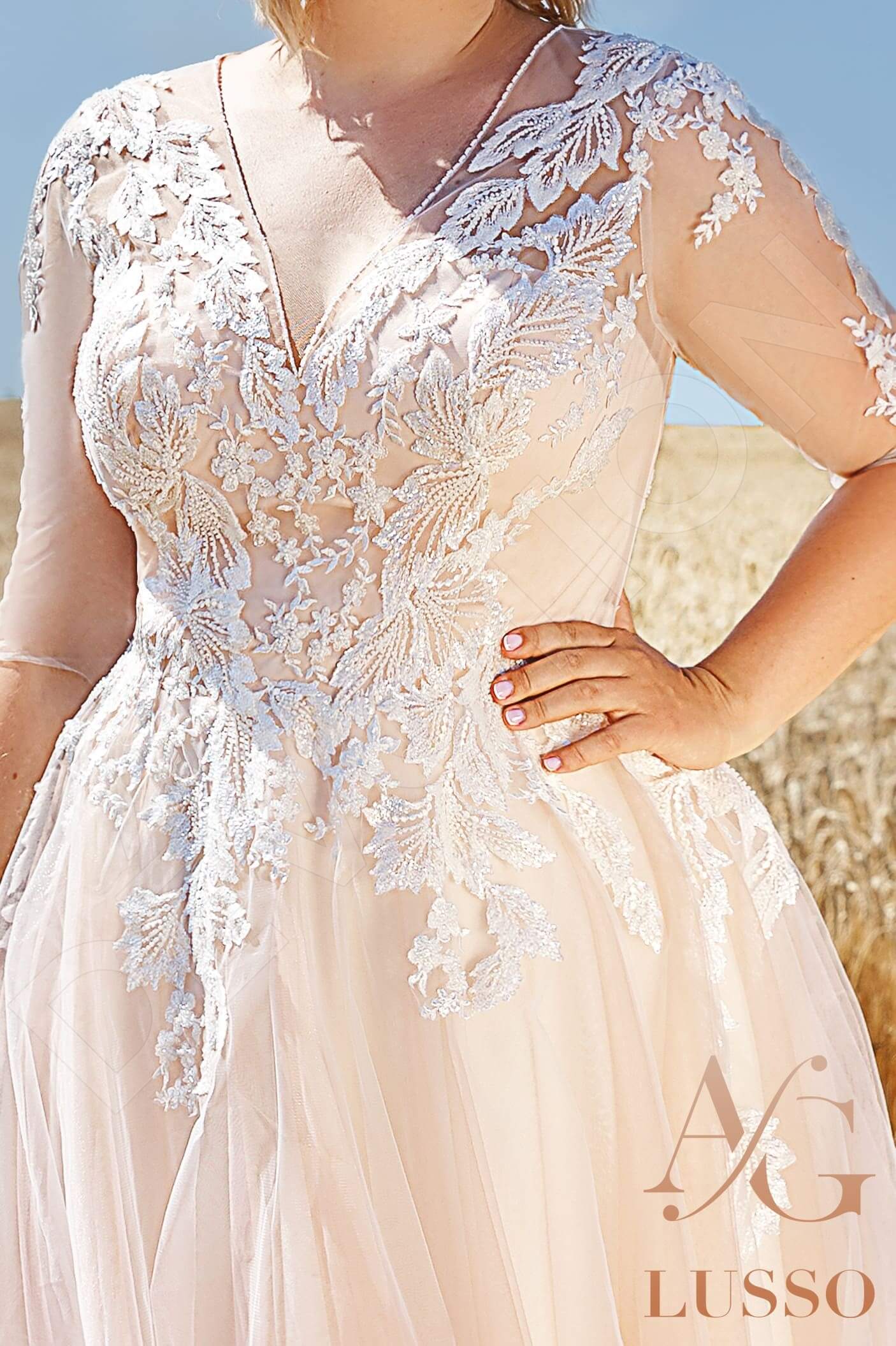 Delani Full back A-line 3/4 sleeve Wedding Dress 7