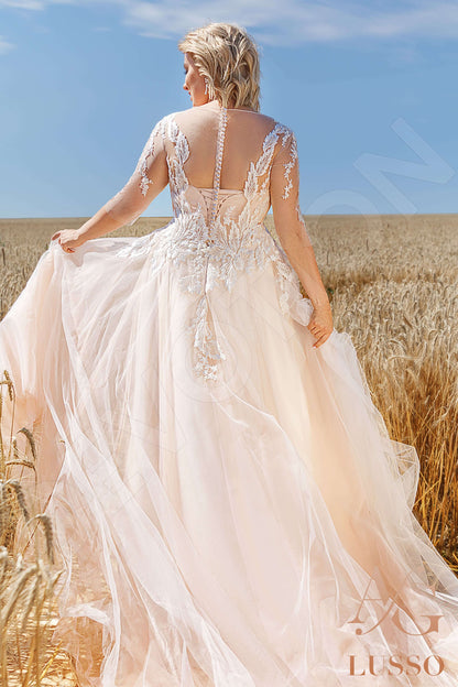 Delani Full back A-line 3/4 sleeve Wedding Dress 8