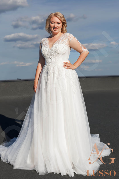 Delani Full back A-line 3/4 sleeve Wedding Dress 5