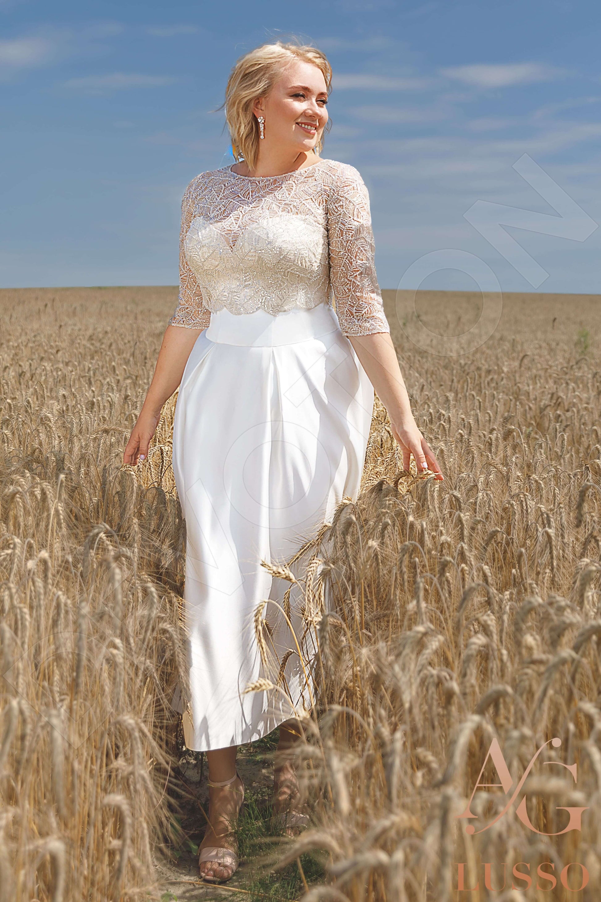 Darby A-line Jewel Ivory Wedding dress
