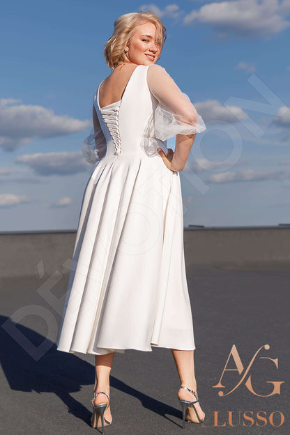 Mekeda Open back A-line 3/4 sleeve Wedding Dress Back