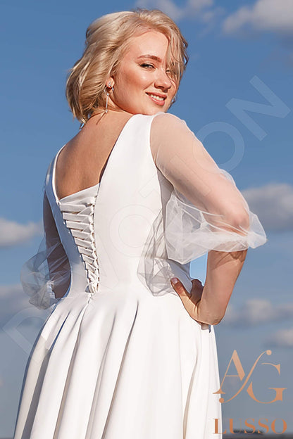Mekeda Open back A-line 3/4 sleeve Wedding Dress 3