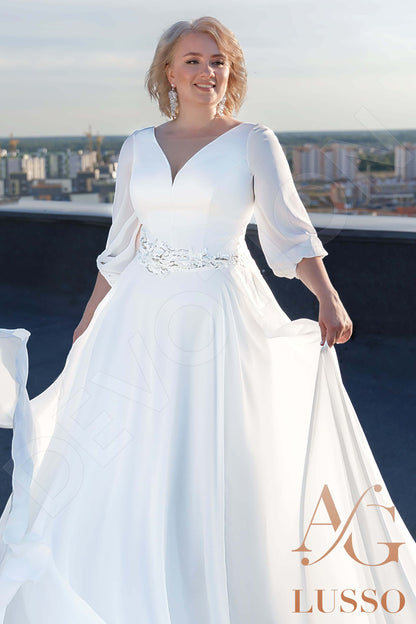 Orli Open back A-line 3/4 sleeve Wedding Dress 5