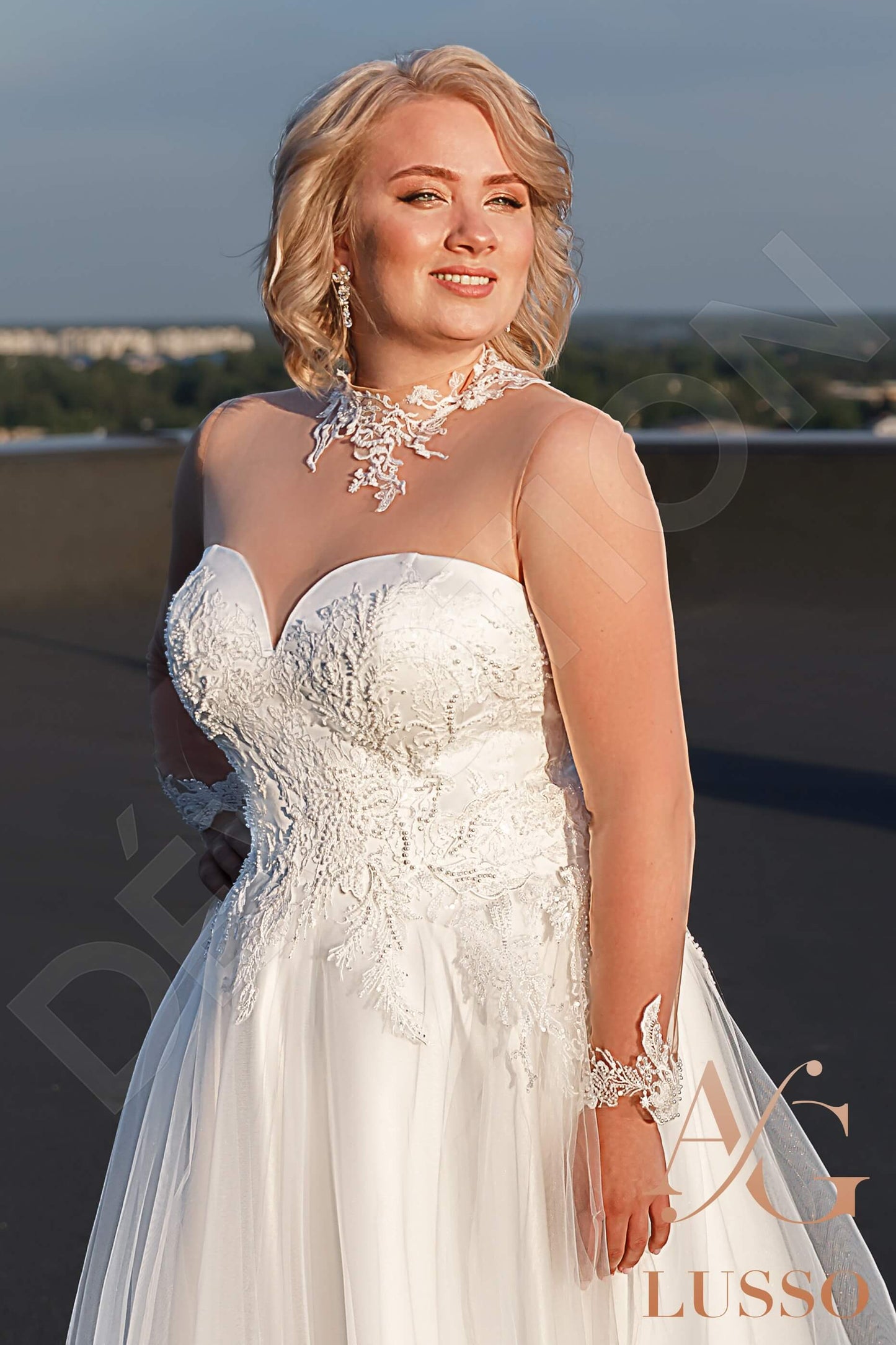 Prisha Open back A-line Long sleeve Wedding Dress 4