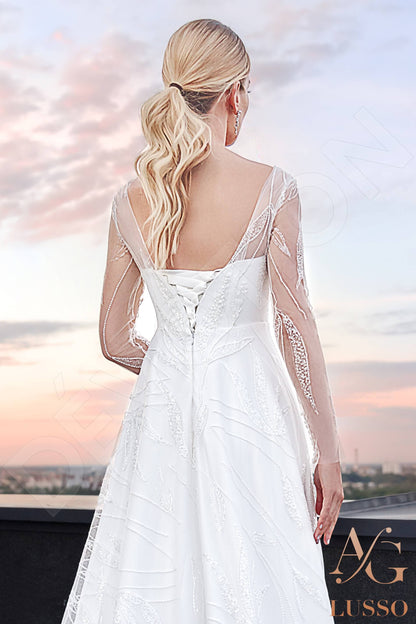 Theia Open back A-line Long sleeve Wedding Dress 3