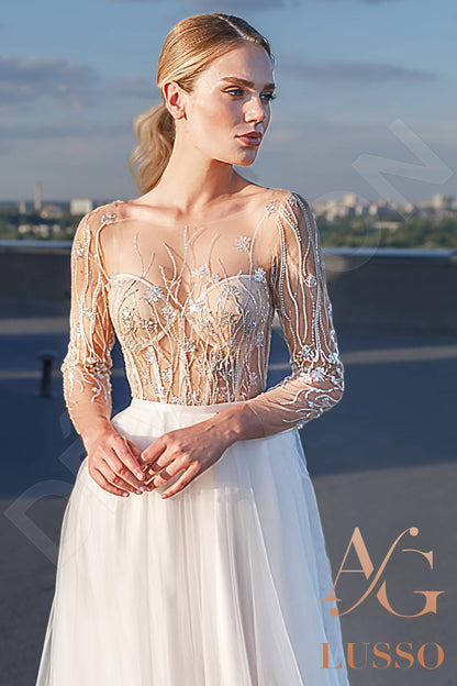 Macy Full back A-line Long sleeve Wedding Dress 4