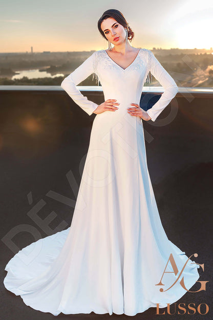 Kiana Open back A-line Long sleeve Wedding Dress Front