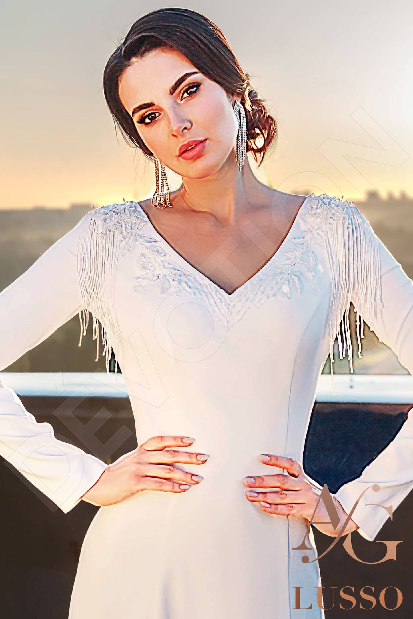 Kiana Open back A-line Long sleeve Wedding Dress 7