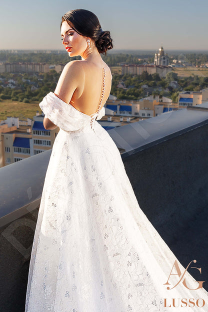 Kiley Illusion back A-line Detachable sleeves Wedding Dress 3
